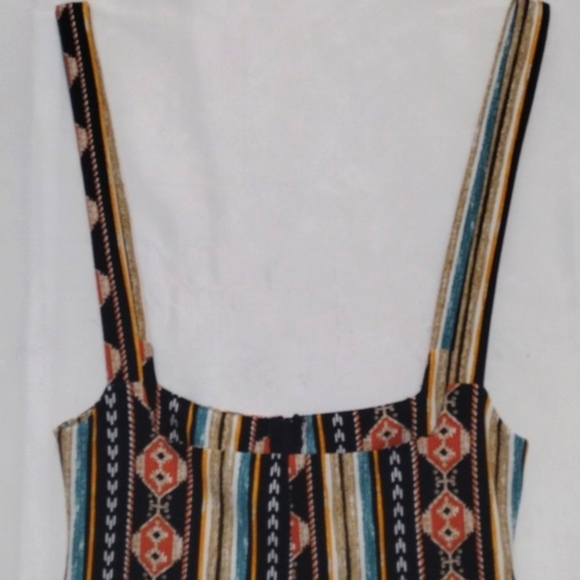 GoodtimeUSA High Waist Wide Leg Suspender Jumpsuit S Retro Geometric Stripe Chic - Picture 4 of 11